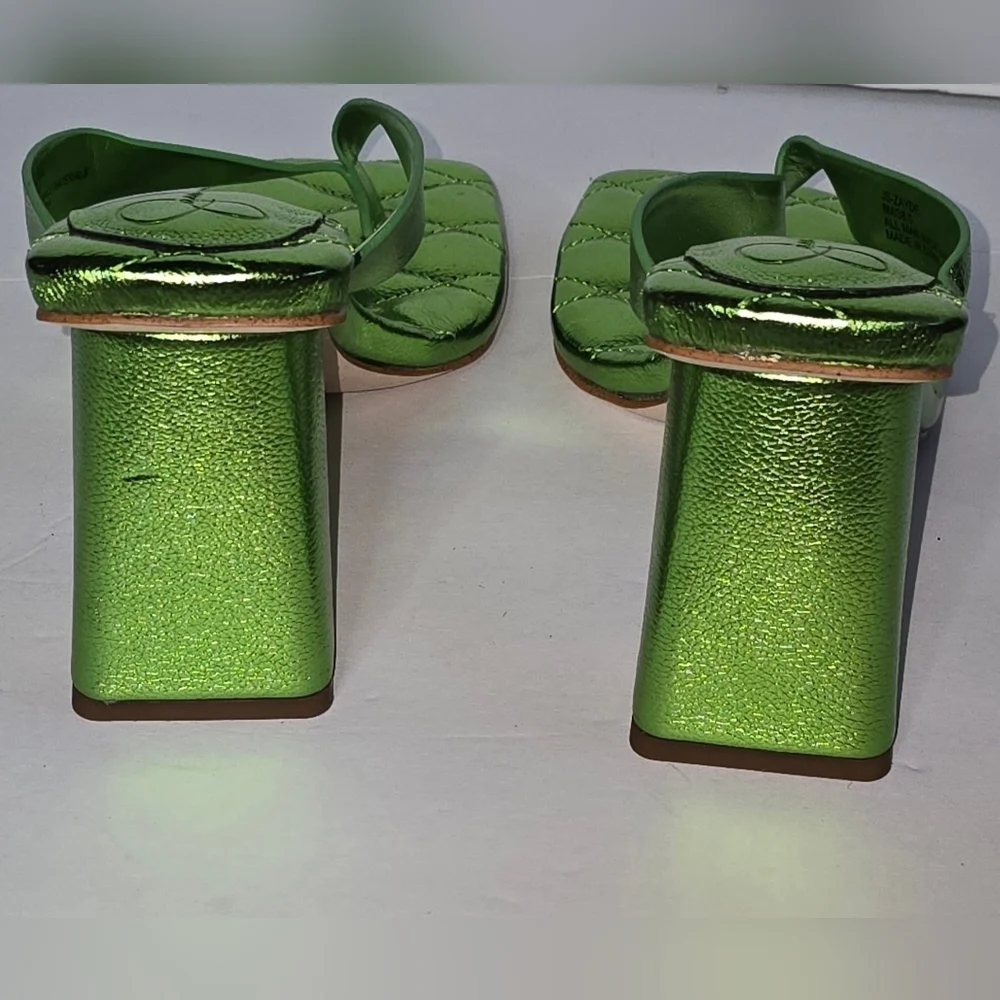 Bright Block Heel Metallic Green Jessica Simpson Sandals Heels Size 8M